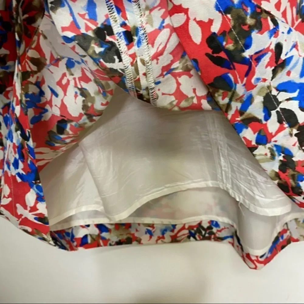 J. Crew Printed Seaside Cami Dress Blue Red Floral Size 4